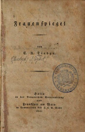 C[hristoph] A[ugust] Tiedge's Frauenspiegel