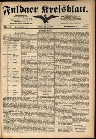 Zweite Ausgabe vom Freitag, den 03. April 1903.