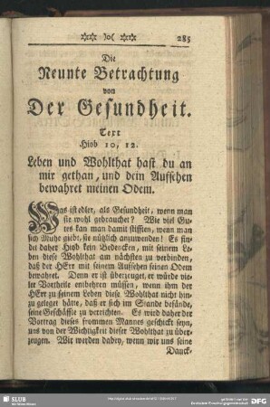 Die Neunte Betrachtung von Der Gesundheit