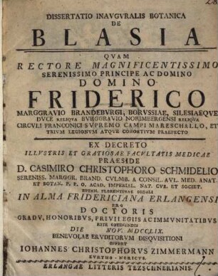 Dissertatio inauguralis medica de Blasia