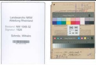 Entnazifizierung Wilhelm Schmitz , geb. 14.11.1886 (Angestellter)