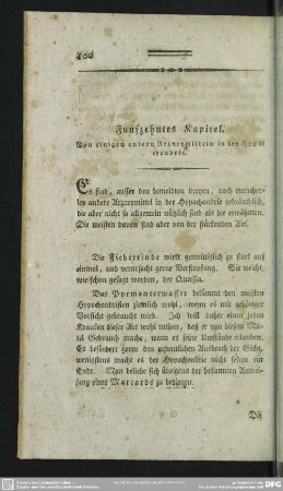 Funfzehntes Kapitel. Von einigen andern Arzneymitteln in der Hypochondrie