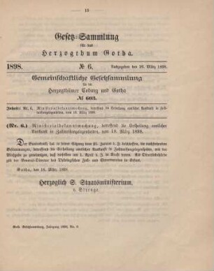 6. Ministerialbekanntmachung, betreffend die Ertheilung amtlicher Auskunft in Zolltarifangelegenheiten, vom 18. März 1898