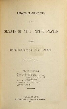 Senate documents. [402.] 1888/89, Vol. 5 = Congress 50, Sess. 2