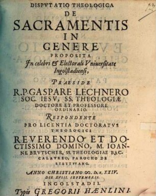 Dispvtatio Theologica De Sacramentis In Genere