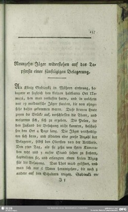 Neunzehn Jäger widerstehen auf das Tapferste einer fünftägigen Belagerung