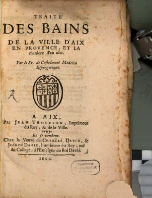 Traité des Bains de la Ville d'Aix en Provence