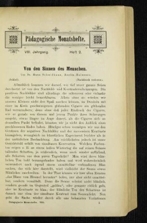 Von den Sinnen des Menschen : (Schluß)