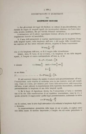 Osservazioni e quistione.