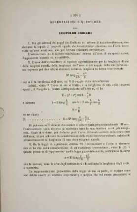 Osservazioni e quistione.