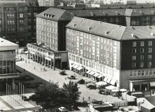 Dresden-Altstadt. Schloßstraße zwischen Wilsdruffer Straße und Kleiner Brüdergasse. Blick vom Dach des Ständehauses