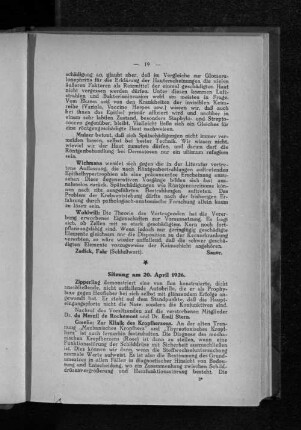 Sitzung am 20. April 1926.