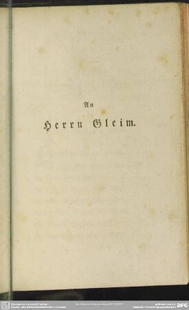 An Herrn Gleim