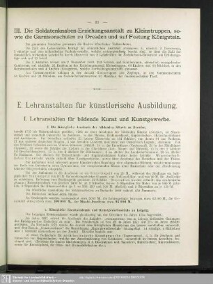 E. Lehranstalten für künstlerische Ausbildung
