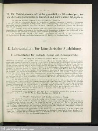 E. Lehranstalten für künstlerische Ausbildung