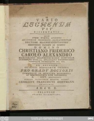 De Vario Lichenvm Vsv Dissertatio : Sect. I.