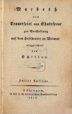 Macbeth : ein Trauerspiel