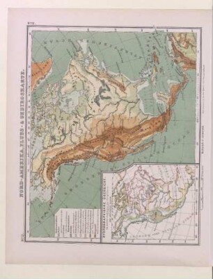 Nord-Amerika, Fluss- & Gebirgskarte. Hydrographische Übersicht