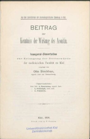 Beitrag zur Kenntniss der Wirkung des Aconitin