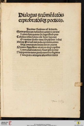 Dialogus recommendationis exprobationisque poetices