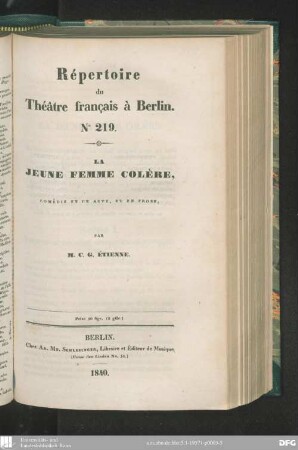 La jeune femme colère : comédie en un acte, et en prose