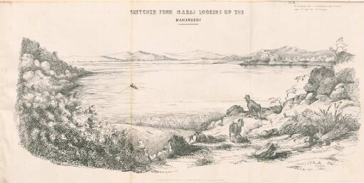 Plate III. To accompany the Sup's of Embarkments' Report No. 1055 1/2 dated 21st Augt 1856. 80th paragraph. Sketched from Naraj looking up the Mahanuddy