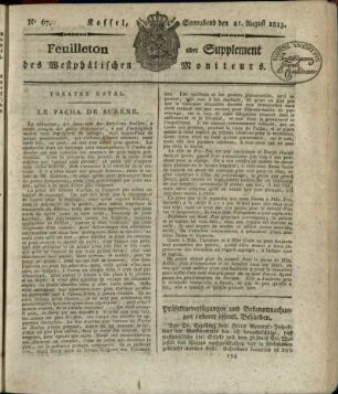 No. 67, Sonnabend den 21. August 1813