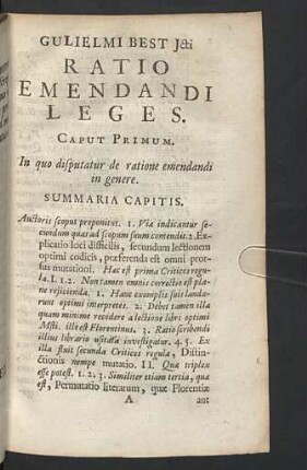 Caput Primum. - Secundum.