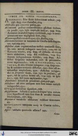 Index III. Rerum Praecipuarum.