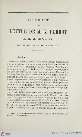 N.S. 5.1862: Extrait d'une lettre de M. G. Perrot à M. A. Maury sur les monuments de la Ptérie (1)