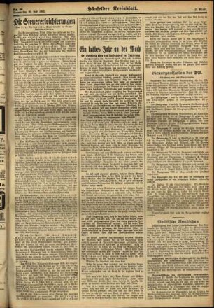 Zweite Ausgabe vom Donnerstag, den 20. Juli 1933.