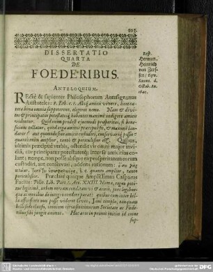 Dissertatio Quarta De Foederibus