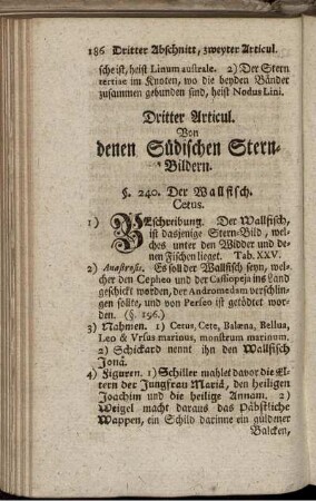 Dritter Articul. Von denen Südlichen Stern-Bildern.