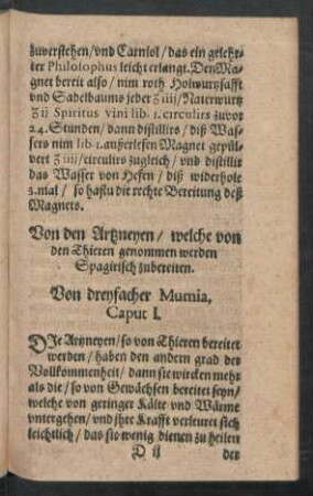 Von dreyfacher Mumia. Caput I.