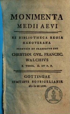 Monimenta Medii Aevi, [1,1]