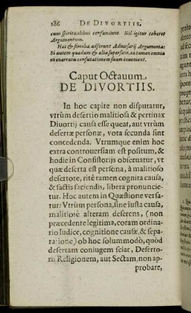 Caput Octauum De Divortiis.