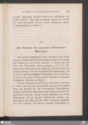 VII. Die Theorie der dynamo-elektrischen Maschine