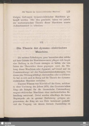 VII. Die Theorie der dynamo-elektrischen Maschine