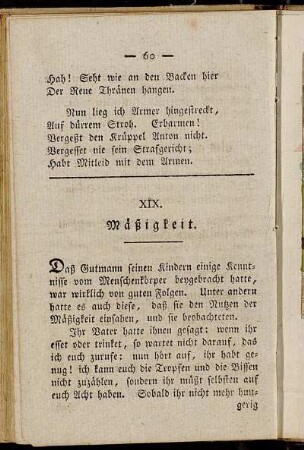 XIX. Mäßigkeit