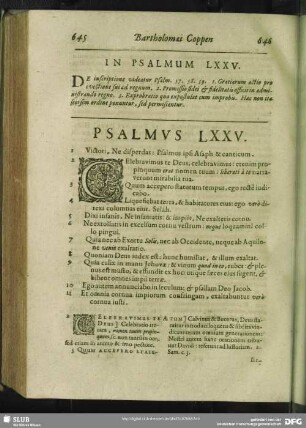 In Psalmum LXXV.[i.e. LXXIV.] Psalmus LXXV. [i.e. LXXIV.]