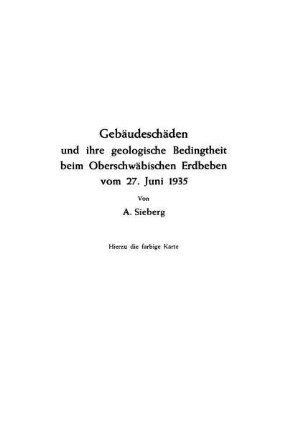 Gebäudeschäden und ihre geologische Bedingtheit beim Oberschwäbischen Erdbeben vom 27. Juni 1935