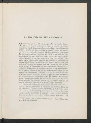 La evolución del idioma nacional