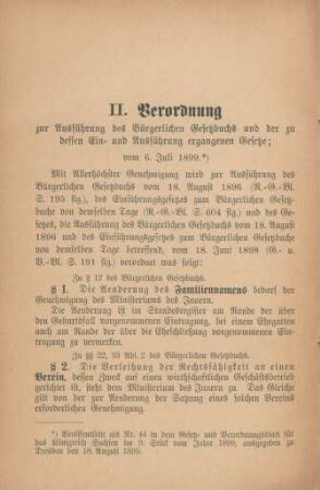 II. Ausführungs-Verordnung vom 6. Juli 1899.