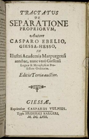 Tractatus De Separatione Propriorum