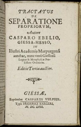Tractatus De Separatione Propriorum