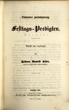 Nachgelassene Predigten, 1. Einhundert zweiundzwanzig Festtags-Predigten