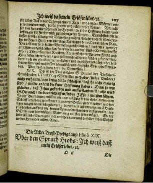 Die Achte Trost-Predigt auß Hiob XIX. Vber den Spruch Hiobs: Ich weiß daß mein Erlöser lebet/ u.