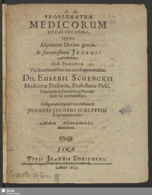 Problematum Medicorum Decas Secunda