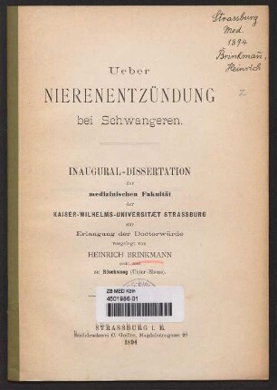 Ueber Nierenentzündung bei Schwangeren