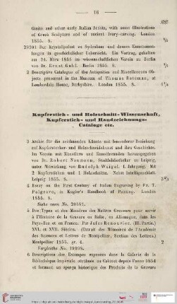 Kupferstich- und Holzschnitt-Wissenschaft, Kupferstich- und Handzeichnungs-Cataloge etc. (Nr. 3 - 32)